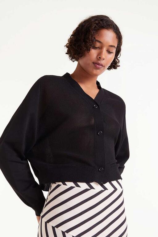 Cardigan in maglia fine nera