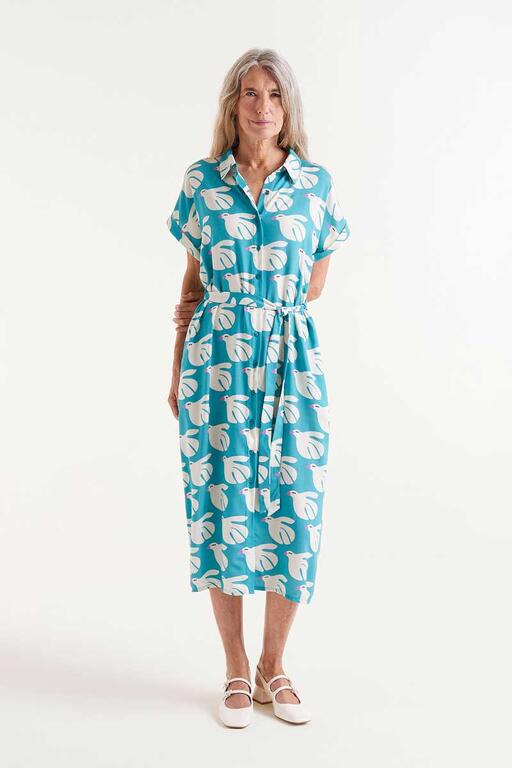 Rayon Midi Dress con stampa colomba