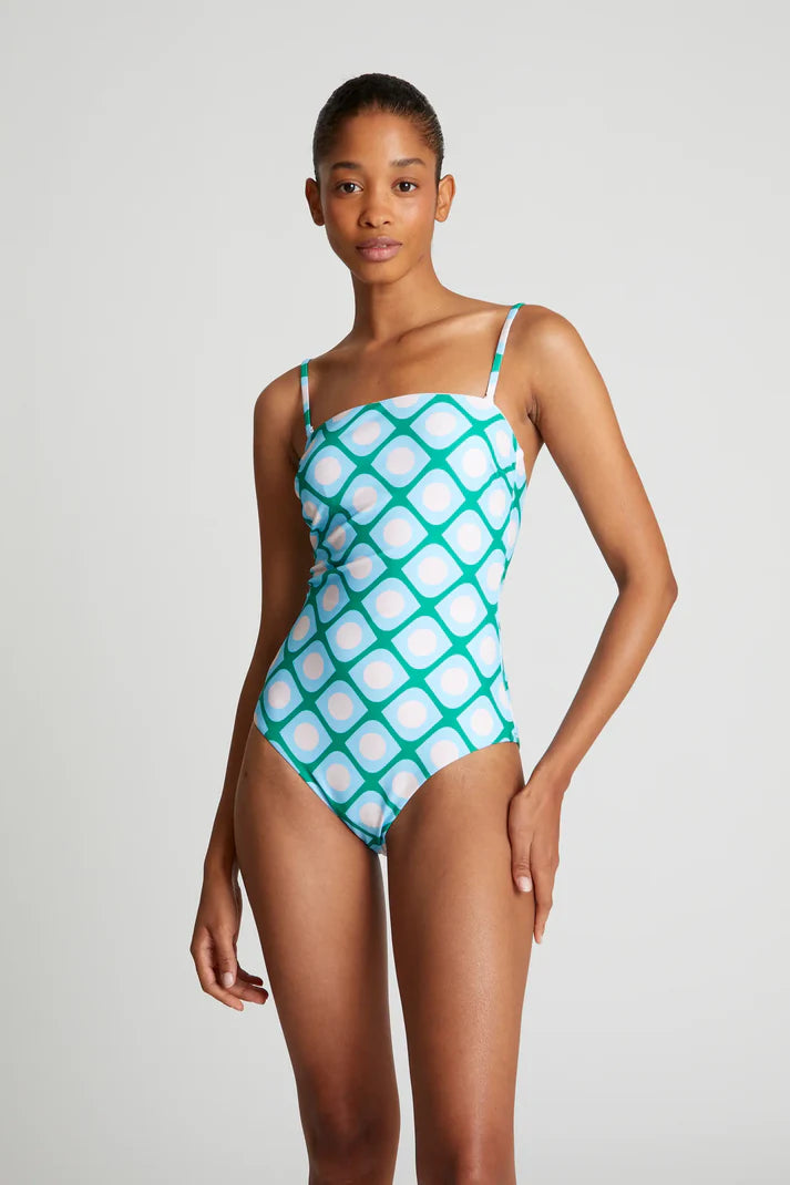 Costume da bagno scollatura dritta stampa Poniente