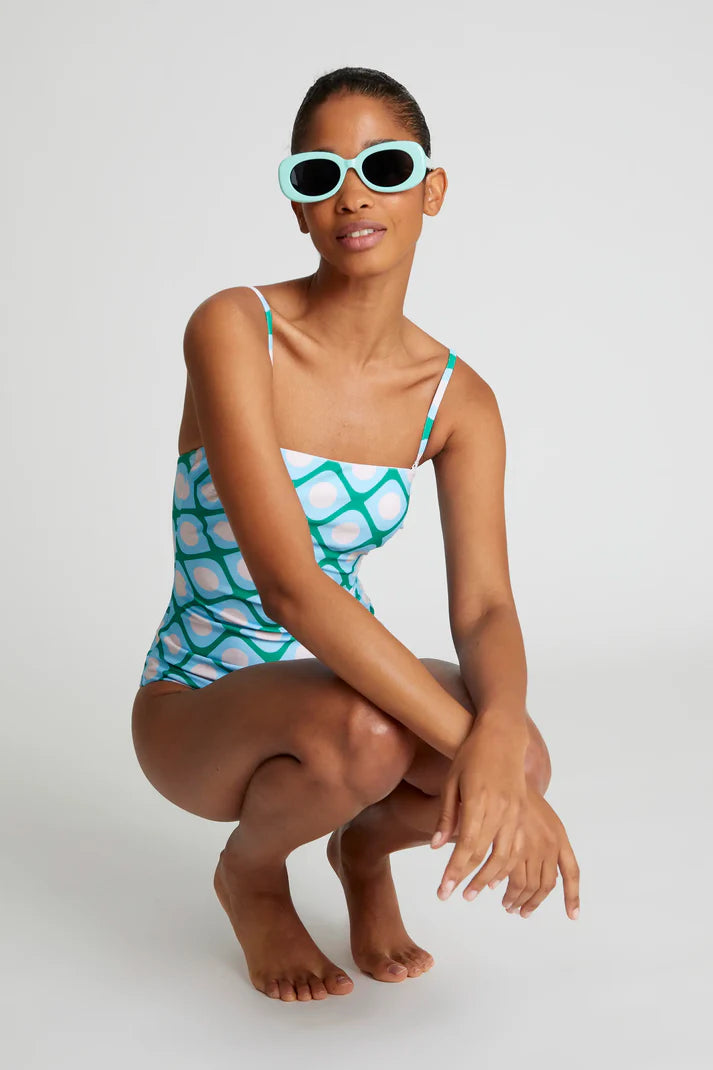 Costume da bagno scollatura dritta stampa Poniente