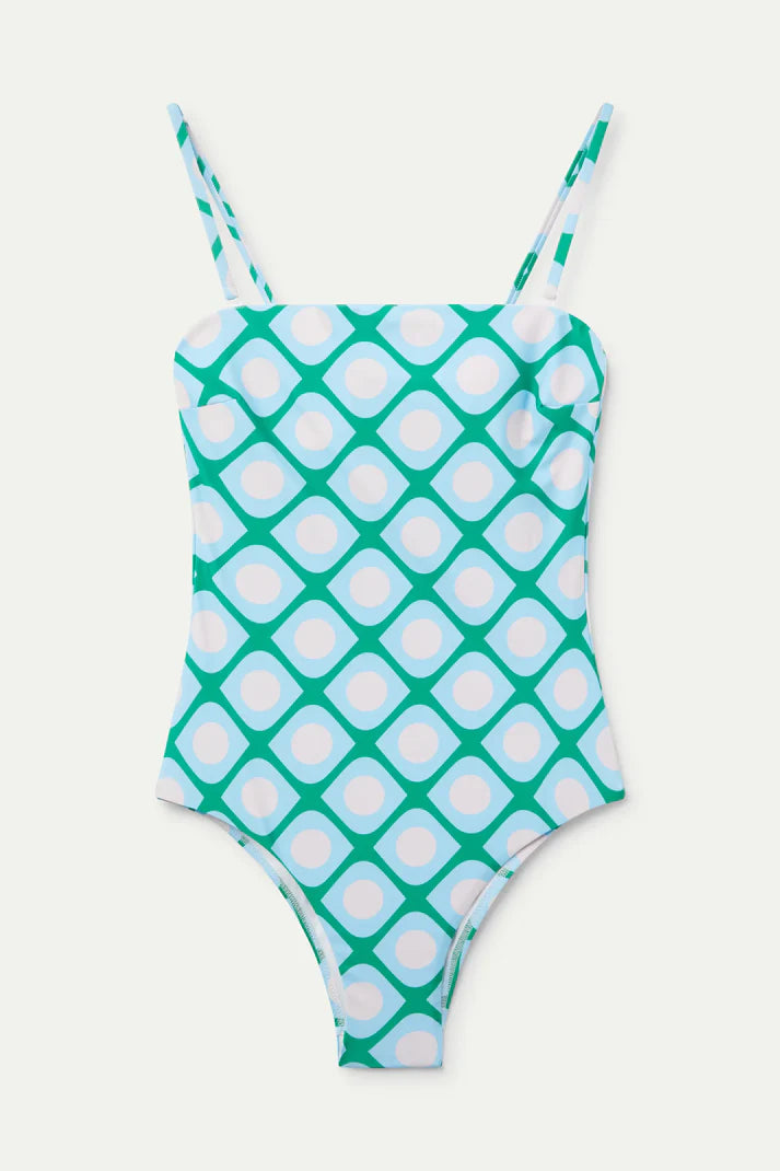 Costume da bagno scollatura dritta stampa Poniente