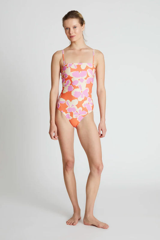 Costume da bagno con scollo dritto e stampa Rubra Orange
