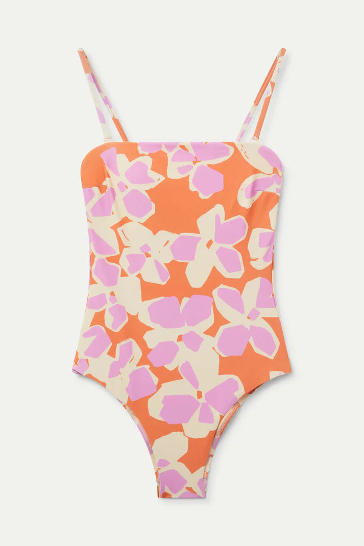 Costume da bagno con scollo dritto e stampa Rubra Orange