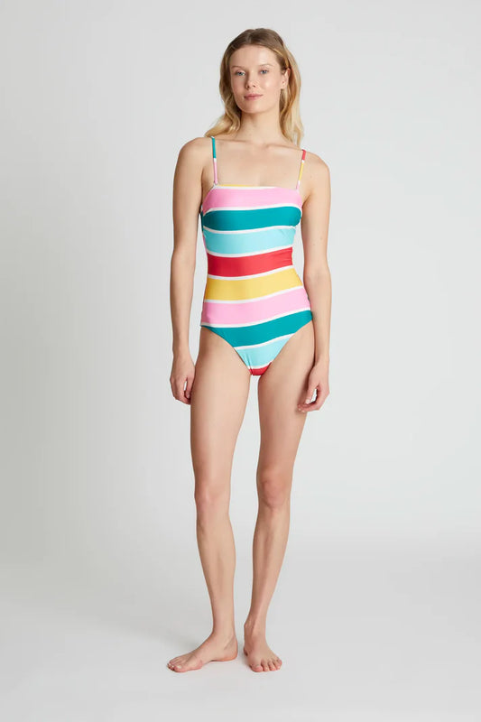 Costume da bagno con scollatura dritta e stampa Colour Wave
