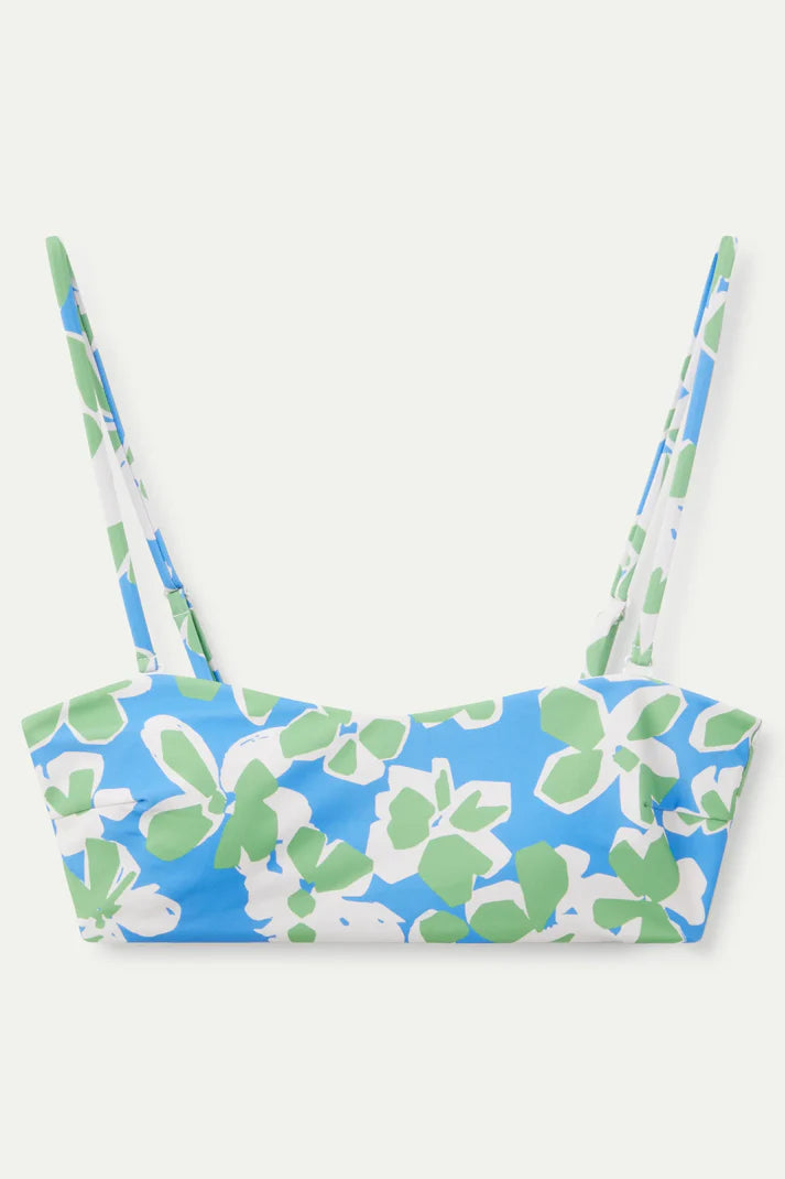 Reggiseno bikini dritto stampato blu acqua
