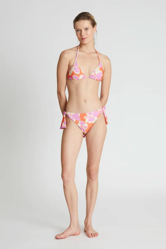 Slip bikini con lacci e stampa floreale arancione Rubra
