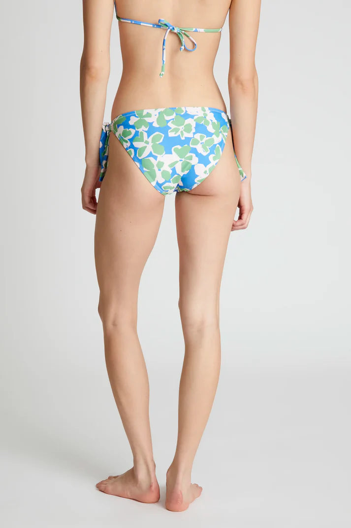 Slip bikini con lacci e stampa floreale Blu Acquatica