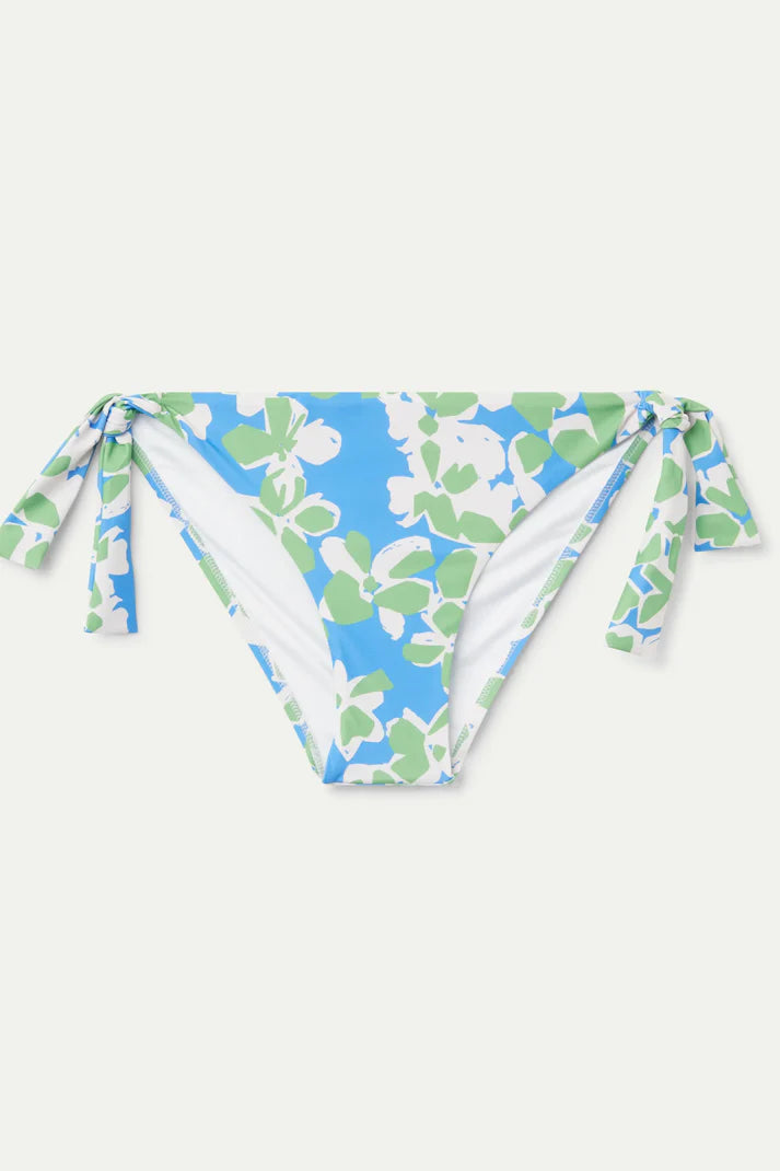 Slip bikini con lacci e stampa floreale Blu Acquatica