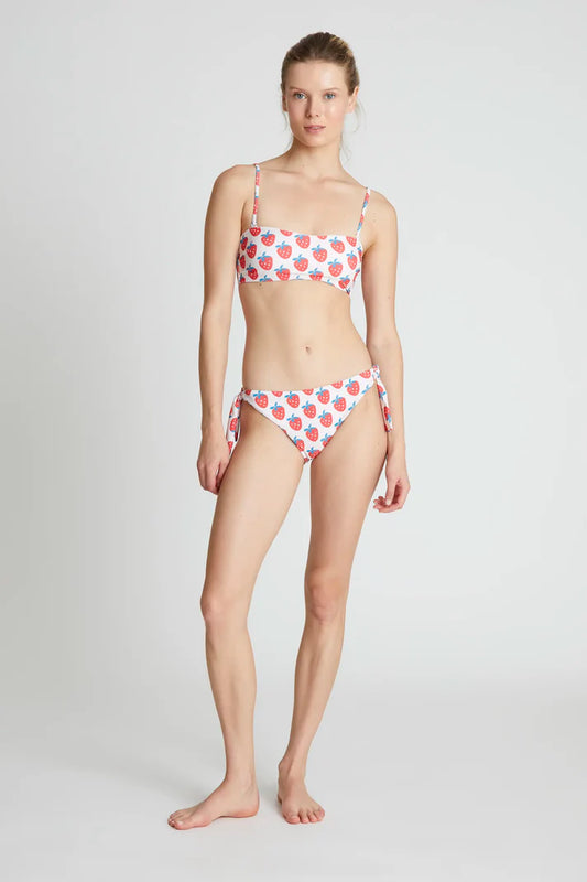 Slip bikini con fiocco stampato Strawberry Beach