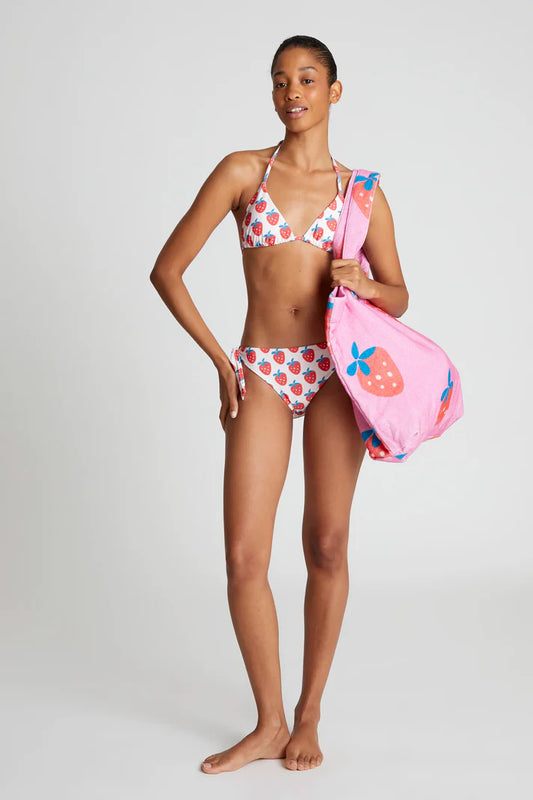 Top bikini triangolo stampato Strawberry Beach