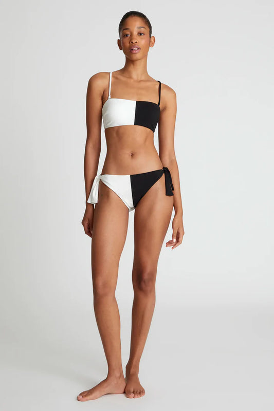 Top bikini dritto bicolore nero