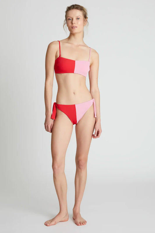 Slip bikini bicolore rosso