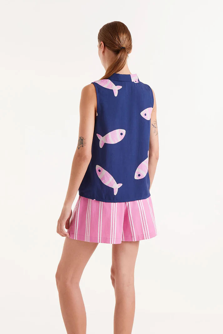 Camicia in rayon LENZING™ ECOVERO™ con stampa Eureka