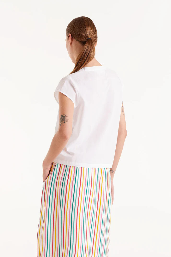 Camicia bianca con collo alla coreana e motivo ananas