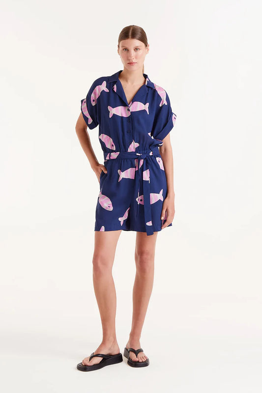 Tuta in rayon LENZING™ ECOVERO™ con stampa Eureka