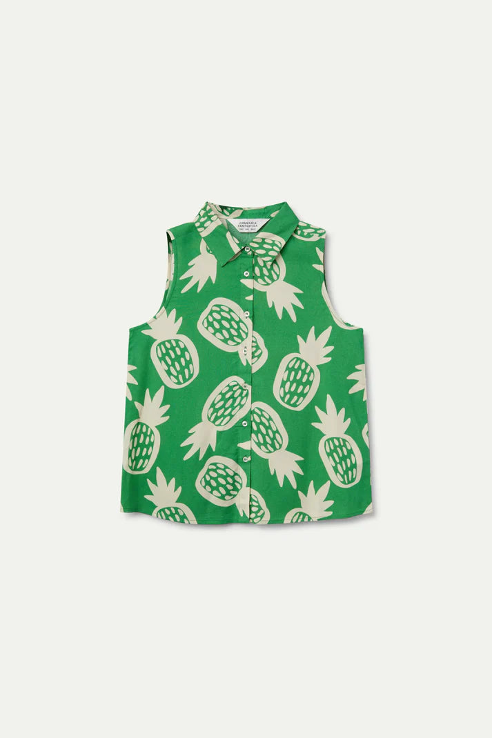 Camicia senza maniche con stampa ananas
