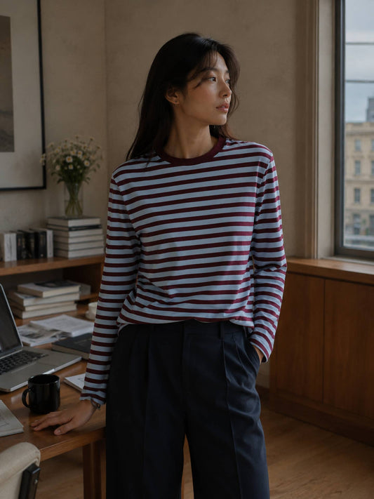 T-shirt con maniche lunghe a righe