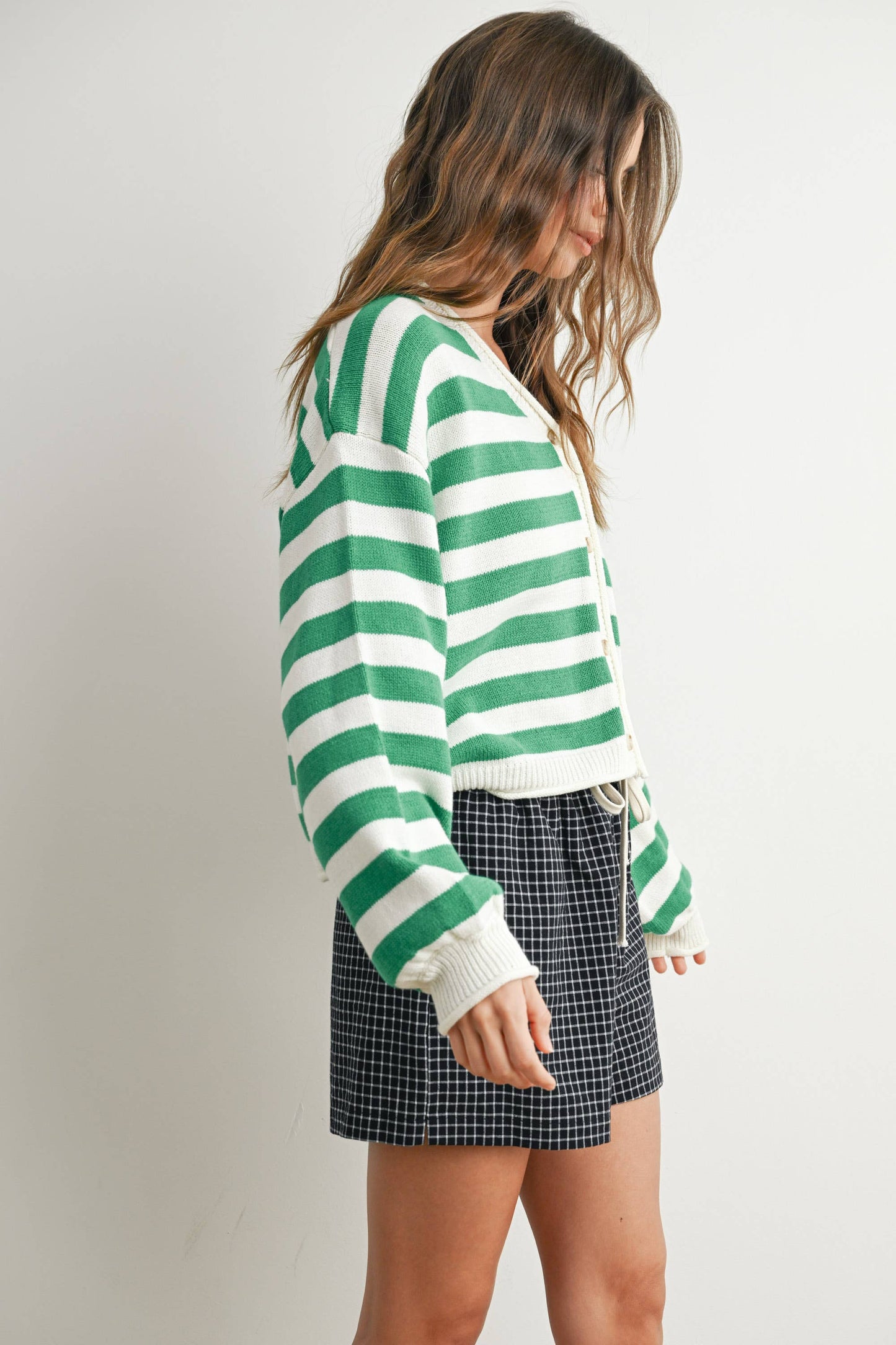 Maglione a righe con bottoni sul davanti - BMC7683