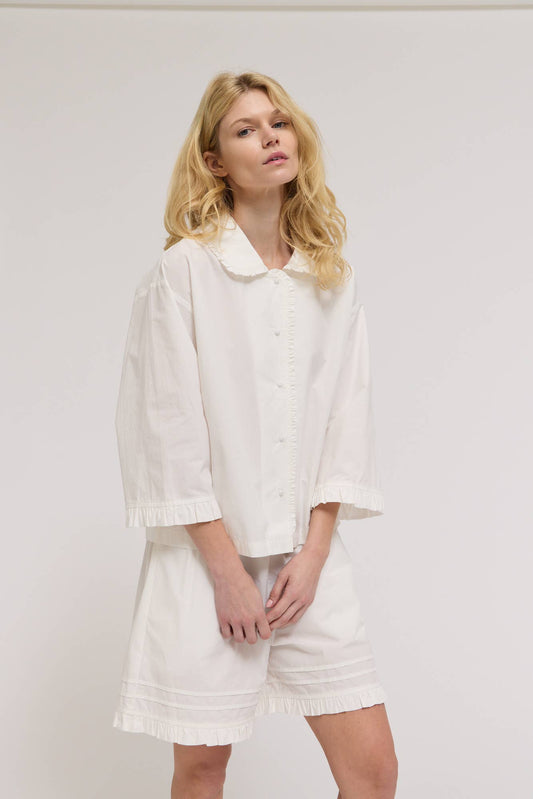 42150SC - CAMICIA CON MANICHE A PIEGHE RUFFE