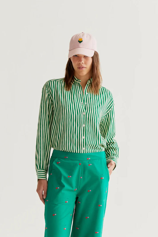 Camicia a righe verdi