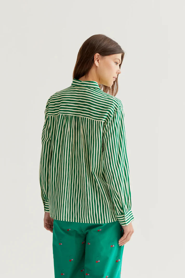 Camicia a righe verdi