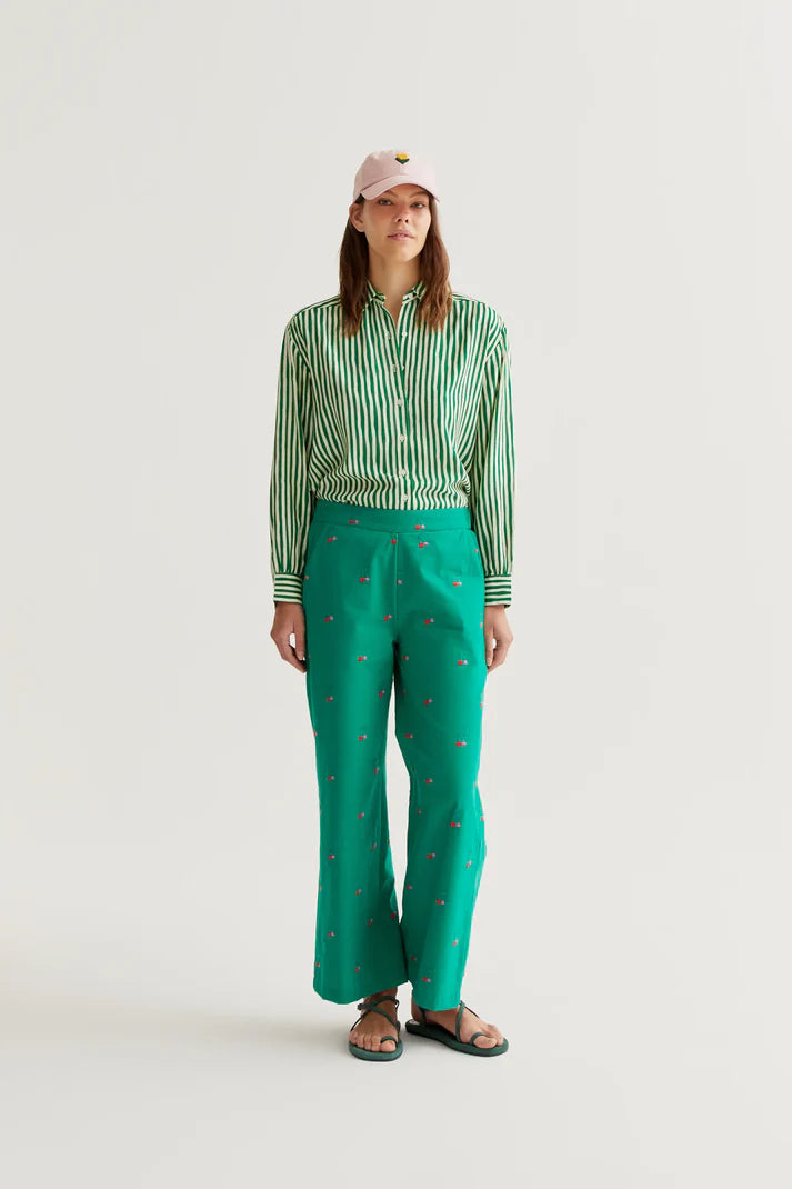 Camicia a righe verdi