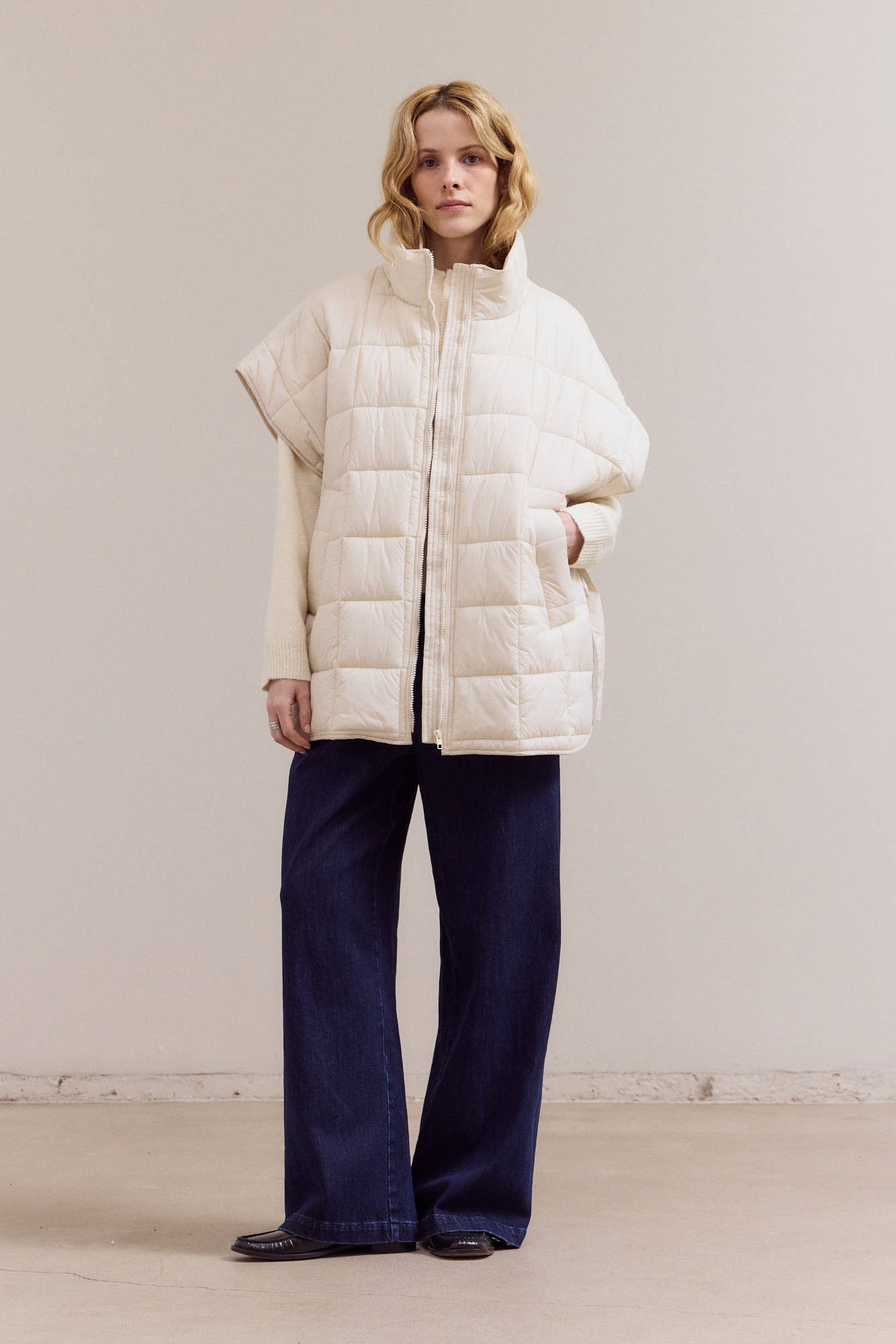 80416 - GILET IMBOTTITO TRAPUNTATO CON ZIP E COLLO ALTO