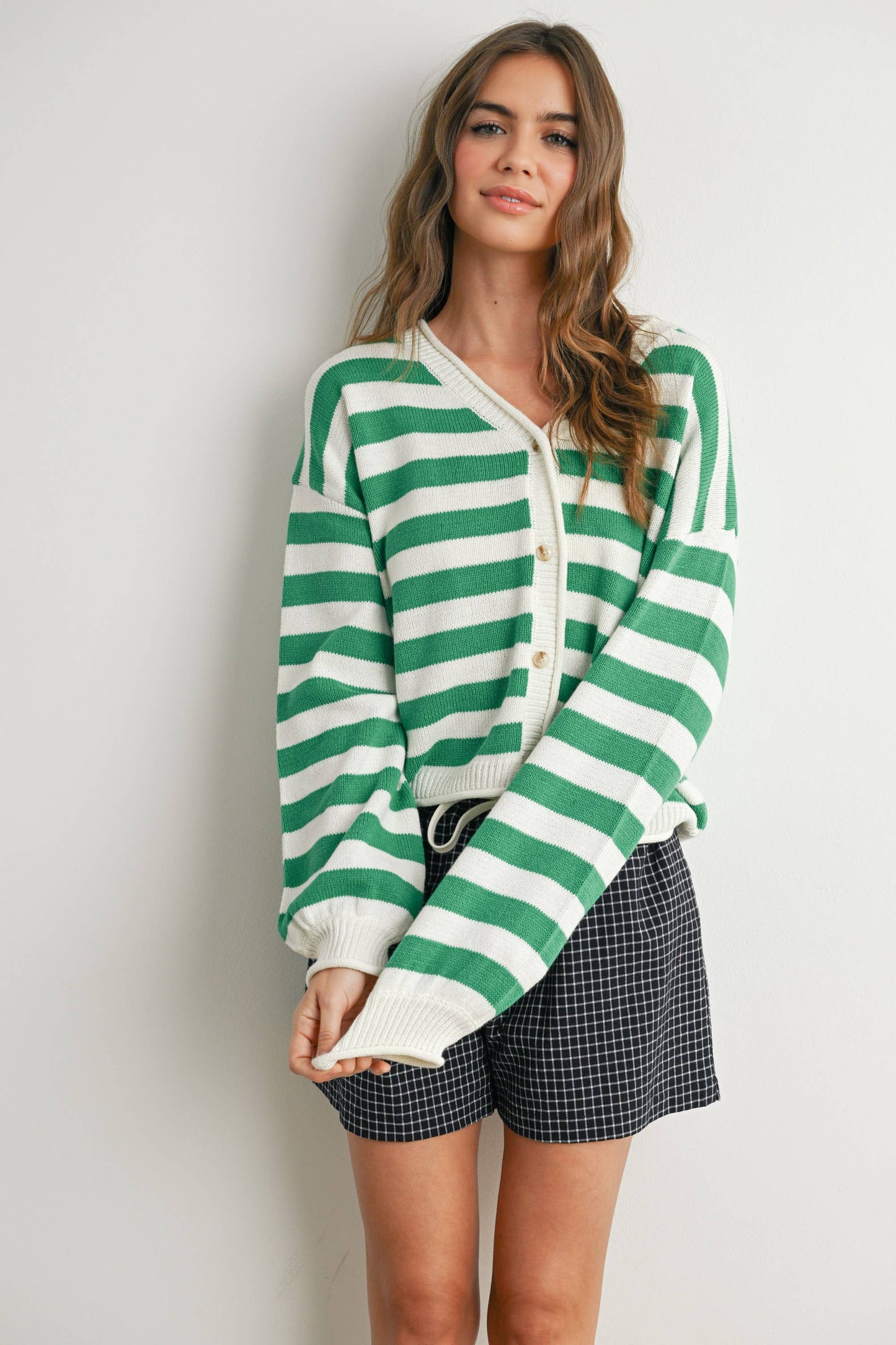 Maglione a righe con bottoni sul davanti - BMC7683