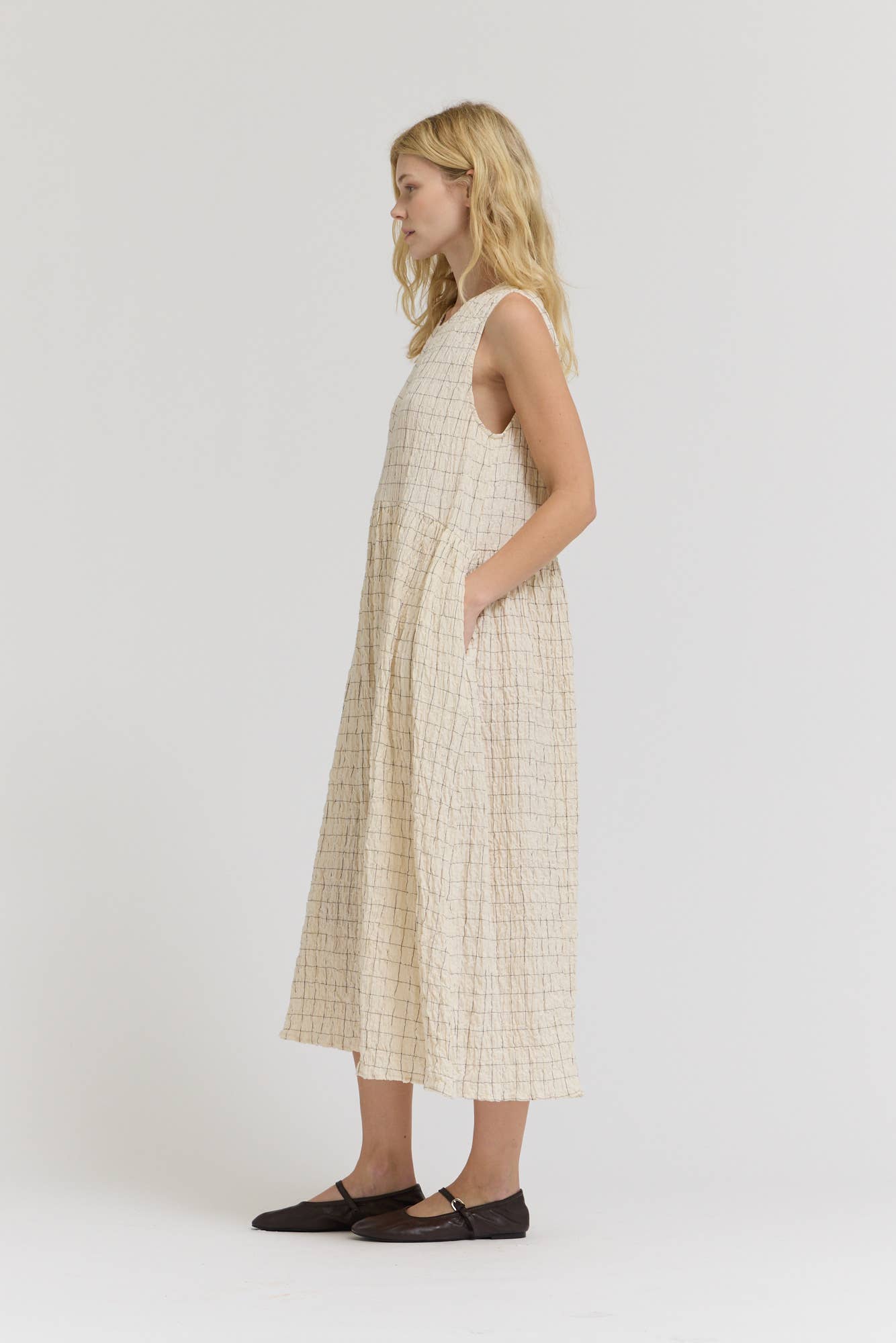 61277 - VESTITO FACILE IN GARZA A QUADRETTI