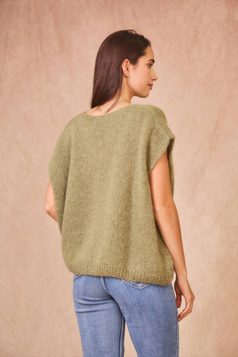 Cardigan Senza Maniche in Kid Mohair