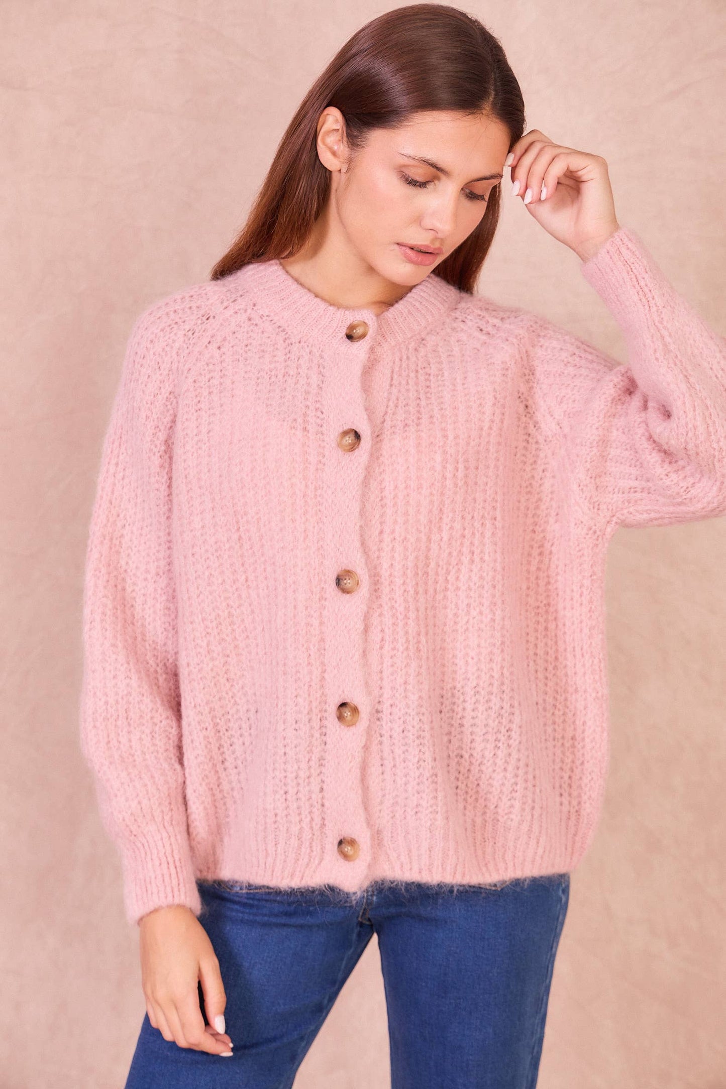 Cardigan in Misto Mohair con Bottoni