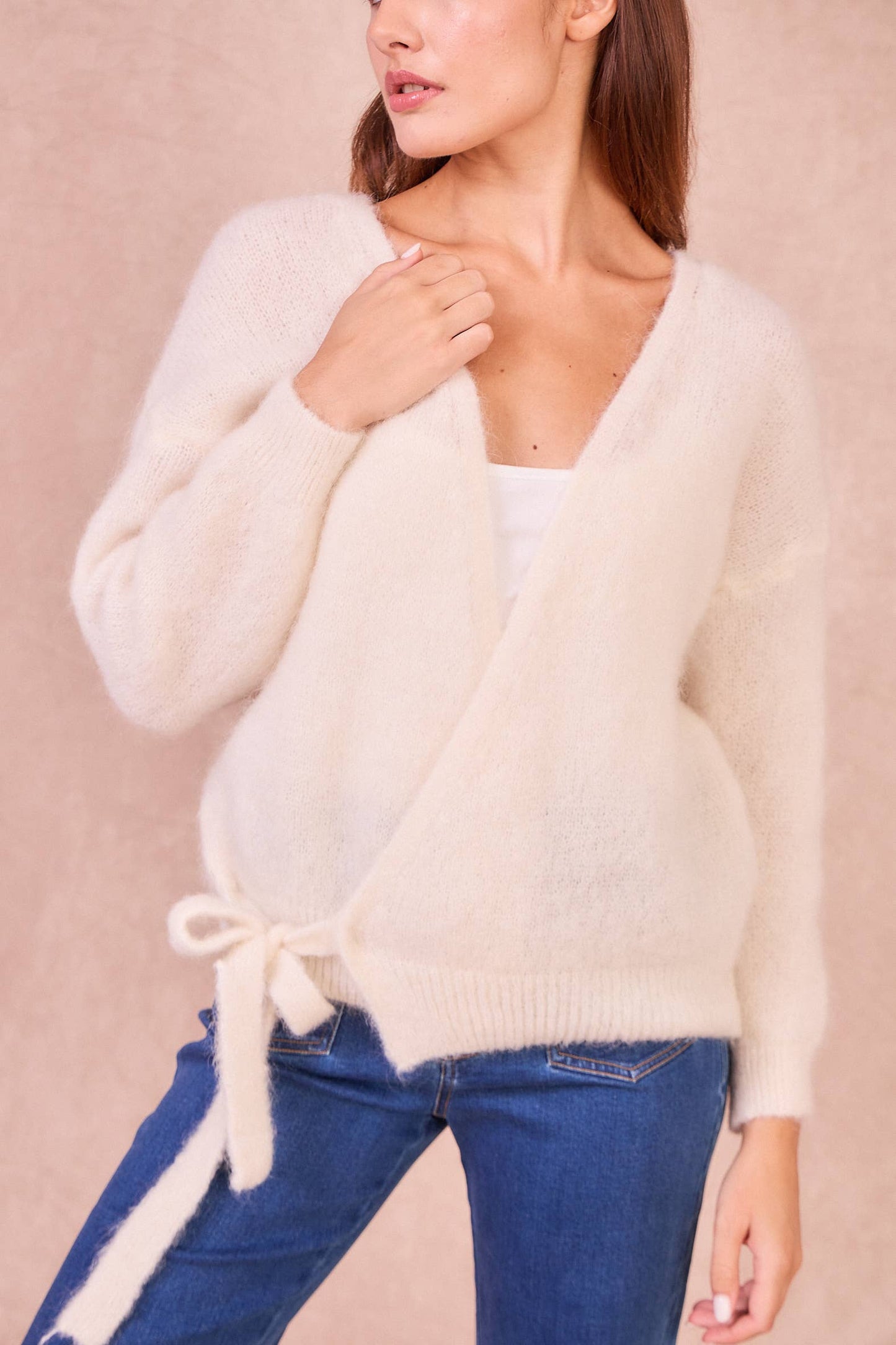 Cardigan Avvolgente in Misto Mohair