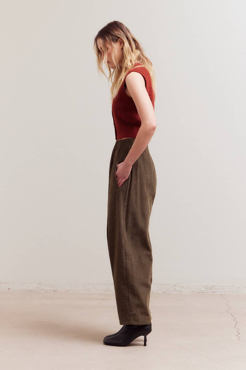 50677 - PANTALONI A COSTE CON FASCIA ELASTICA