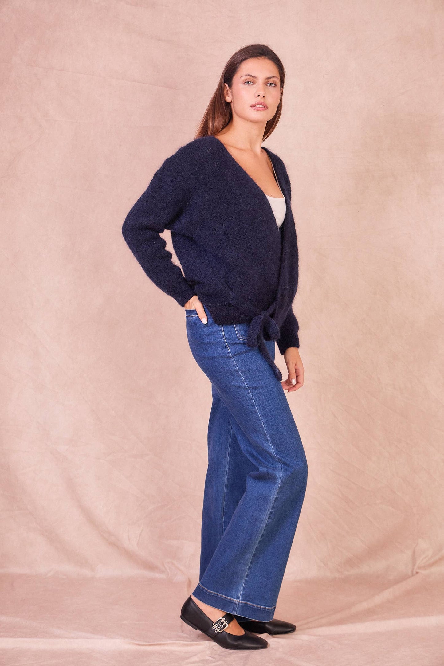 Cardigan Avvolgente in Misto Mohair