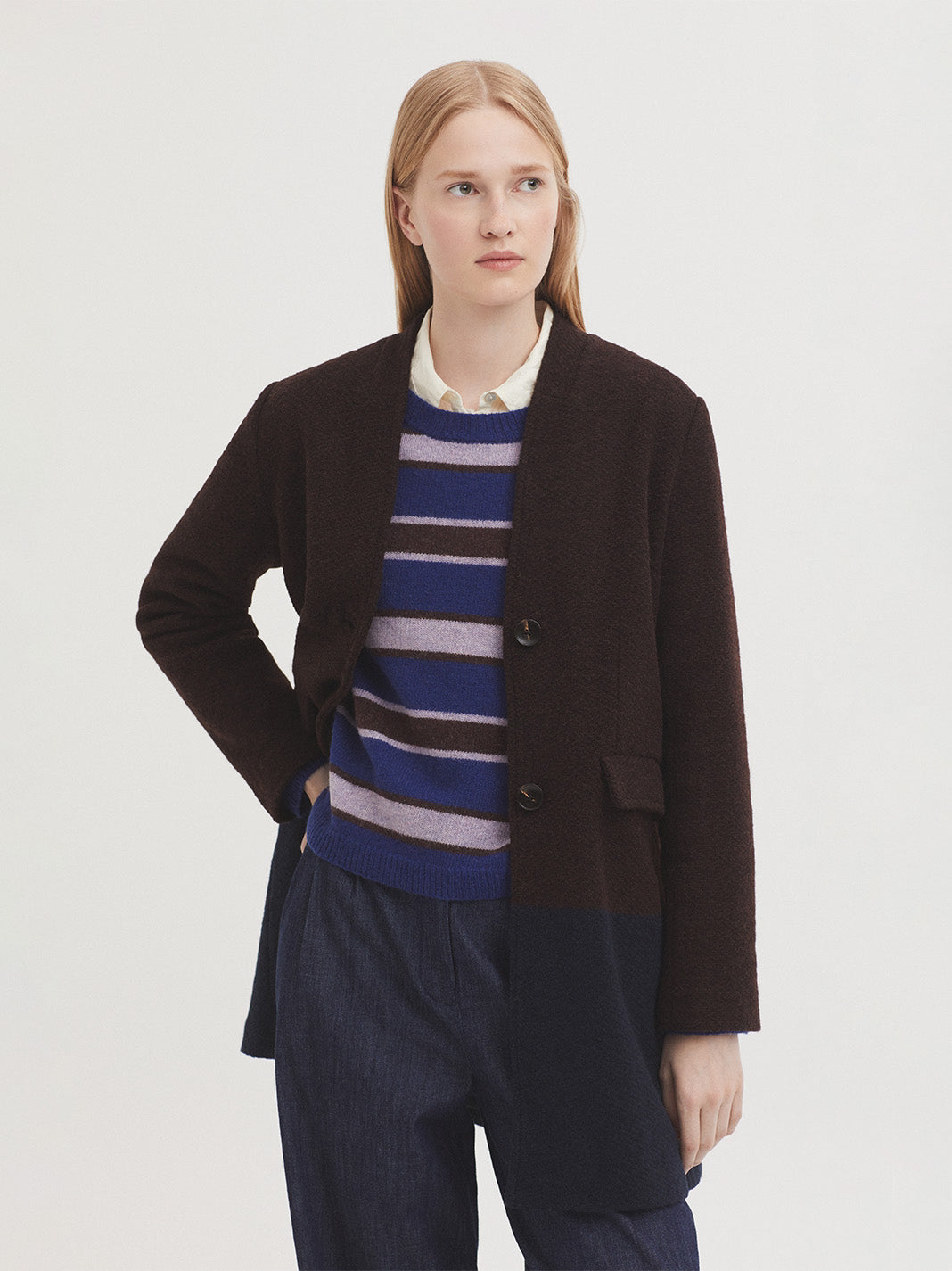 Cappotto corto bicolor