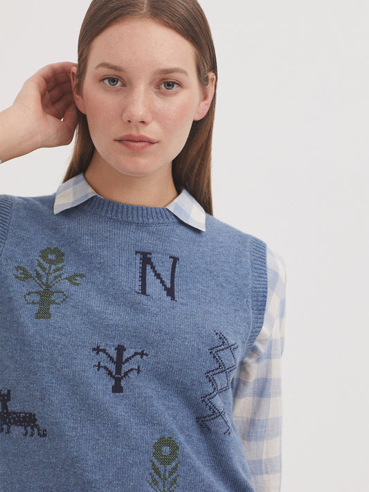 Gilet con motivi Cross stitch