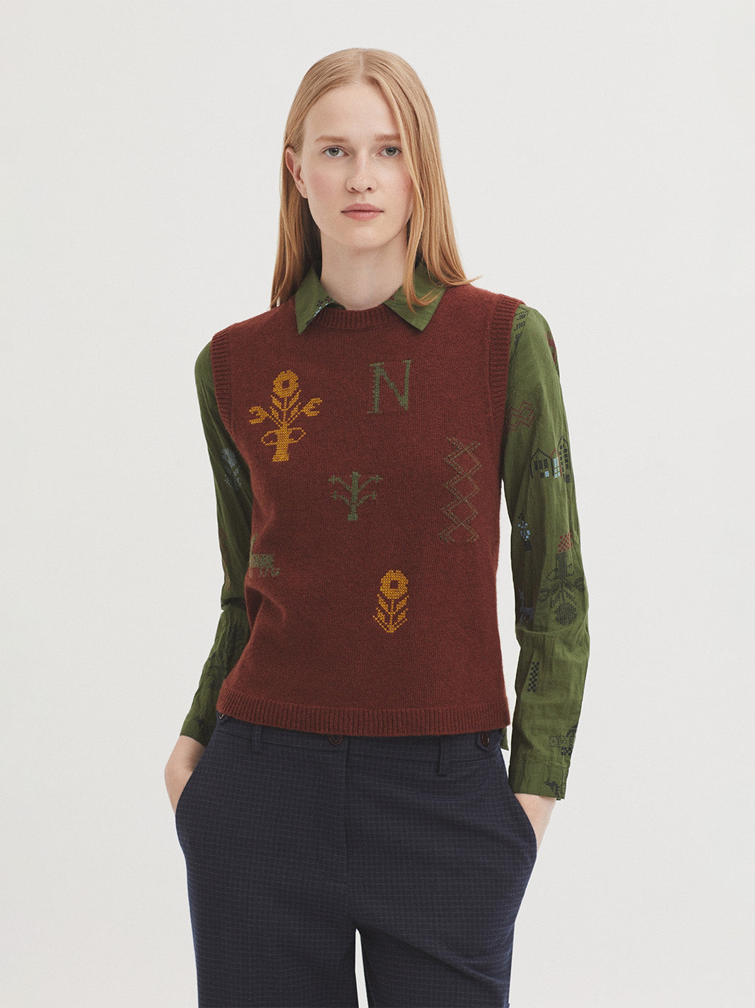 Gilet con motivi Cross stitch