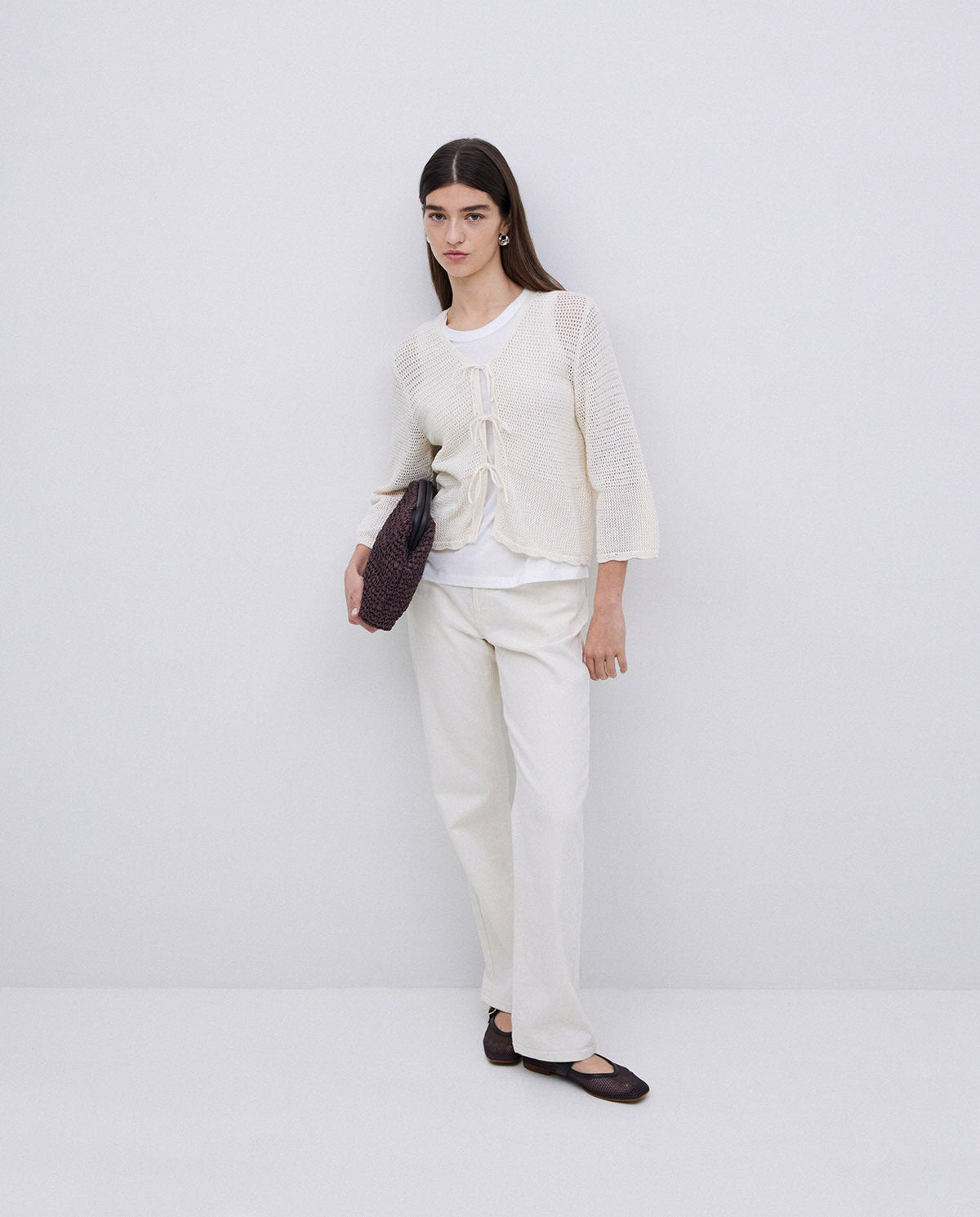 Open work cardigan traforato