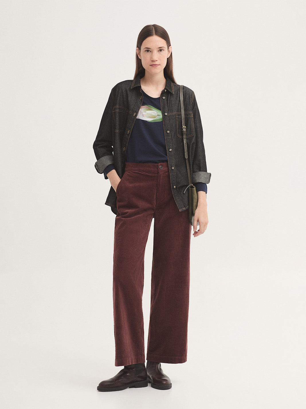 Pant in velluto a coste Chestnut