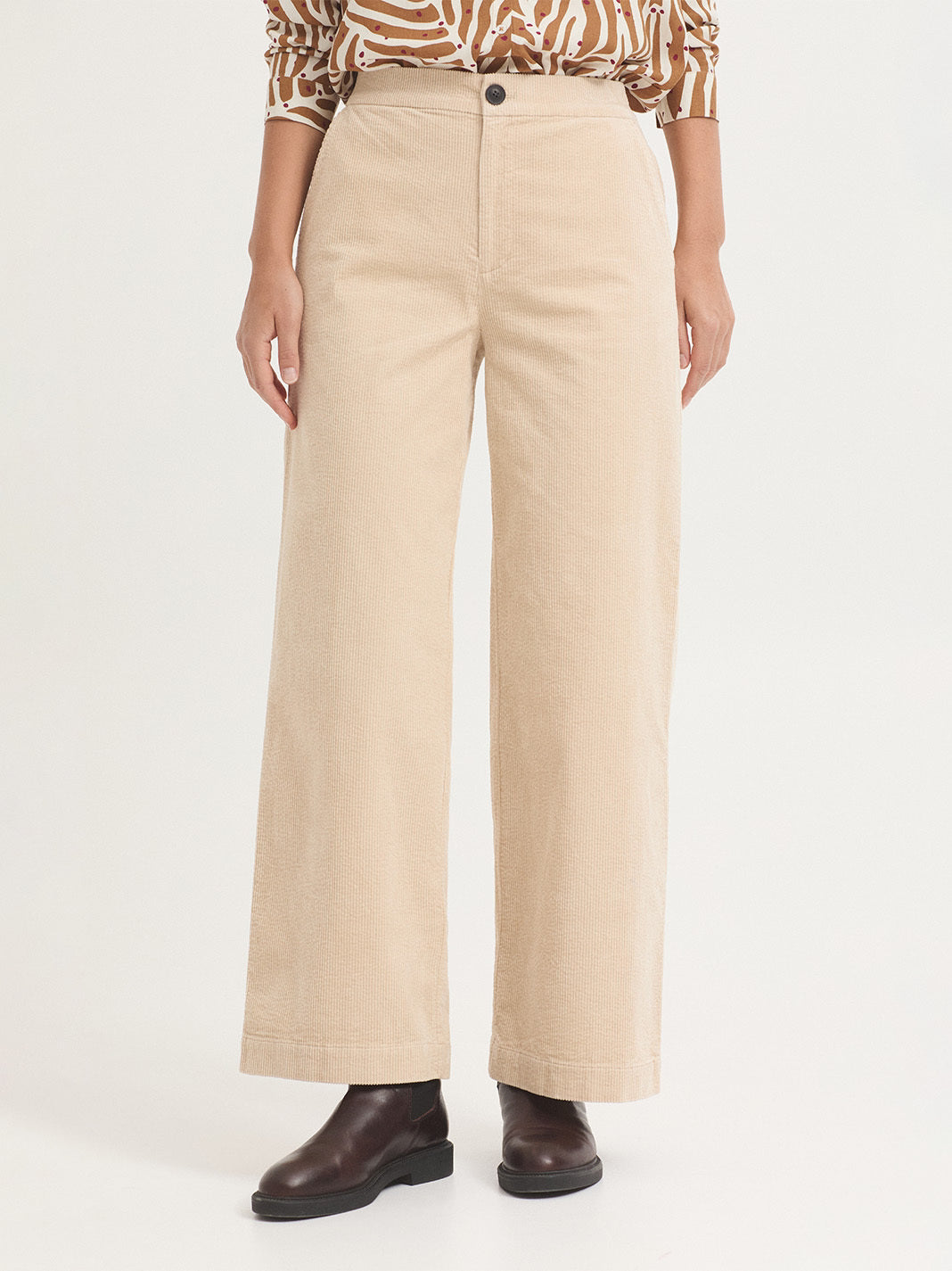 Pant in velluto a coste Ecru