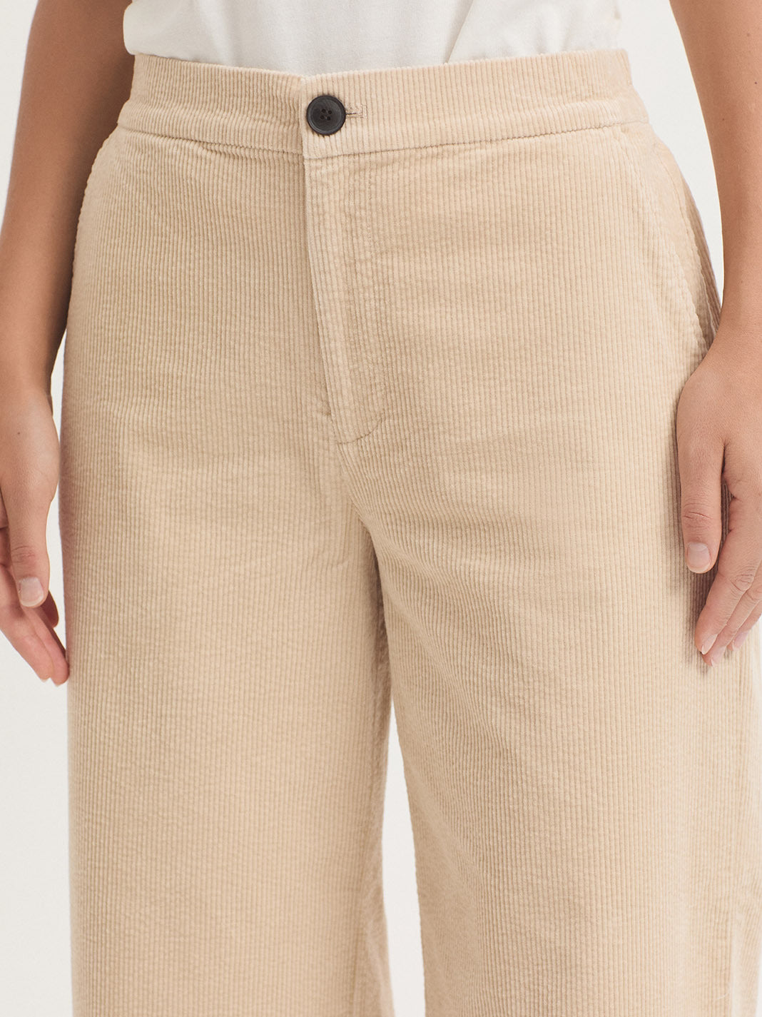 Pant in velluto a coste Ecru