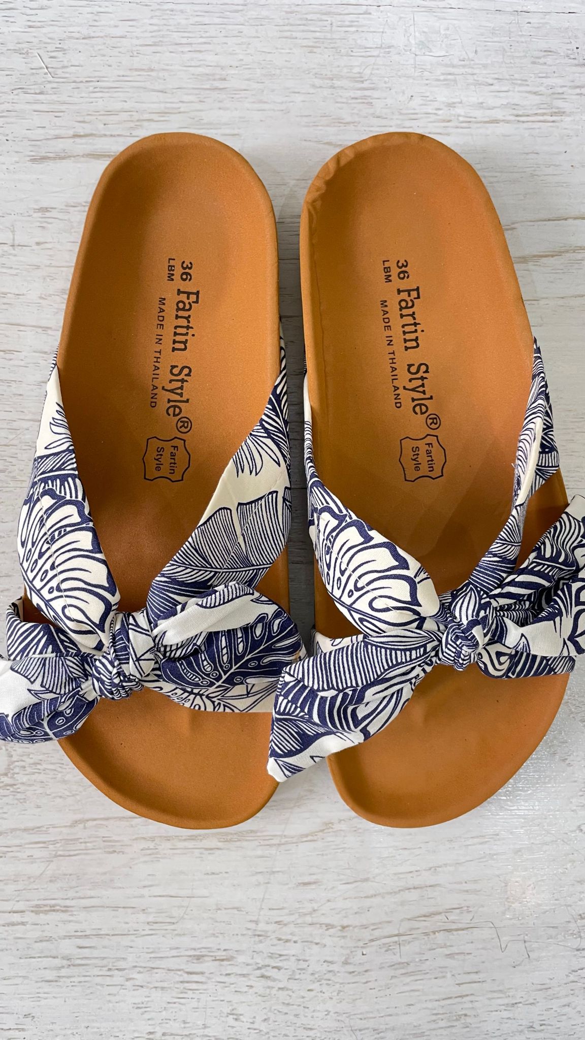 Ciabattine Slip On con fiocco in tessuto - tropical navy blu