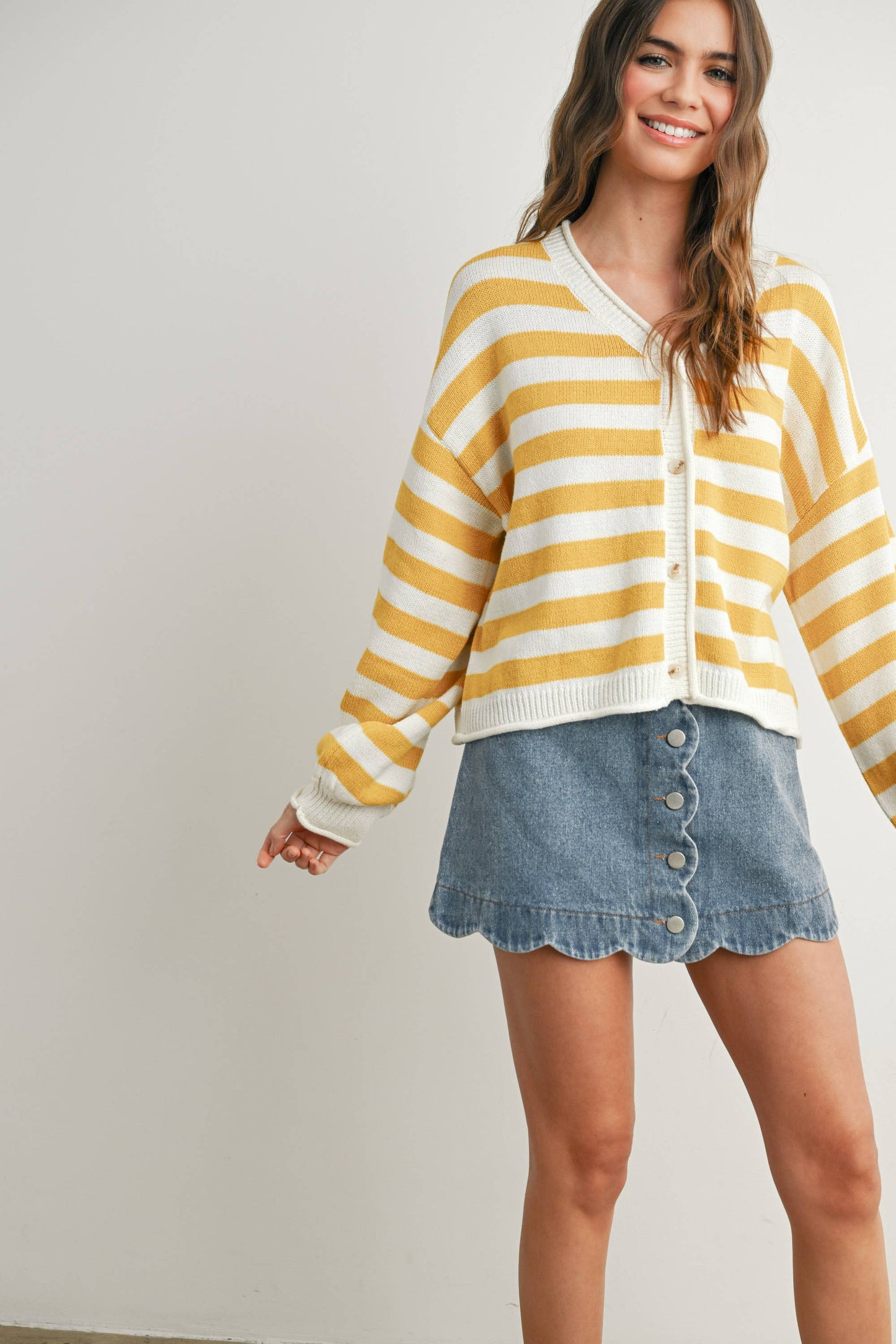 Maglione a righe con bottoni sul davanti - BMC7683