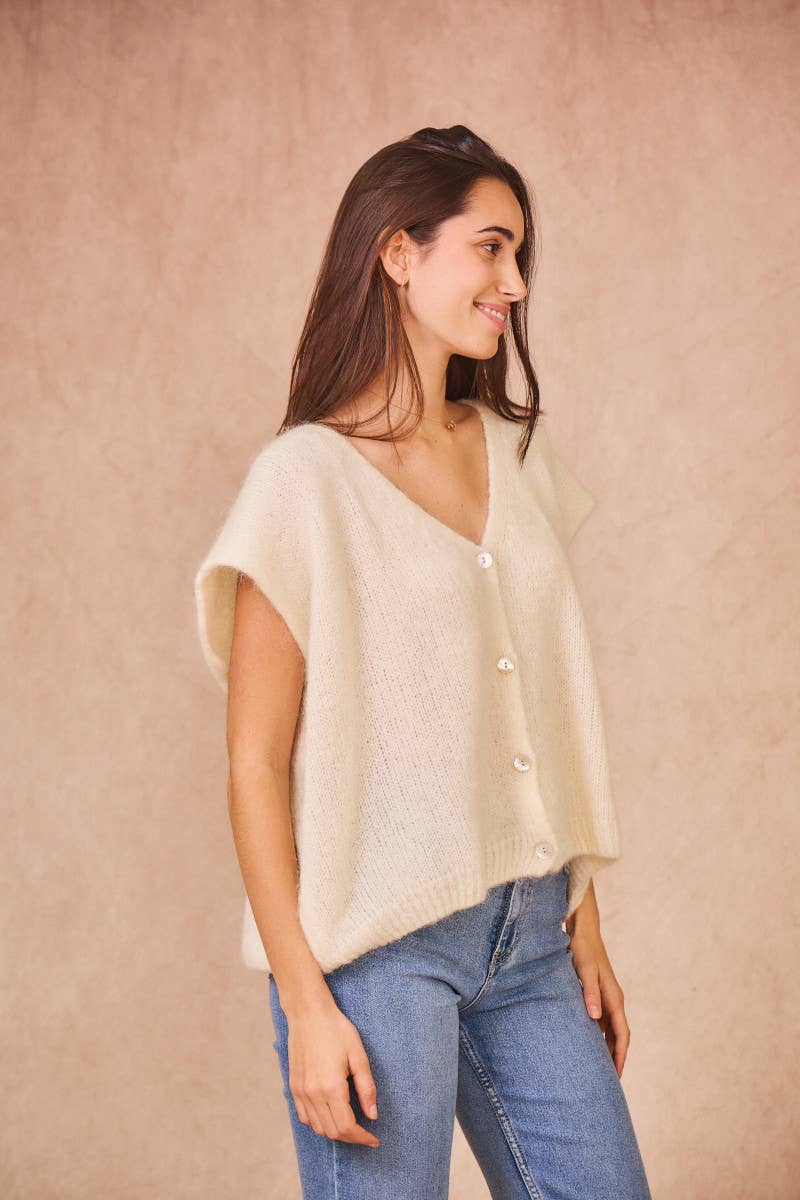 Cardigan Senza Maniche in Kid Mohair