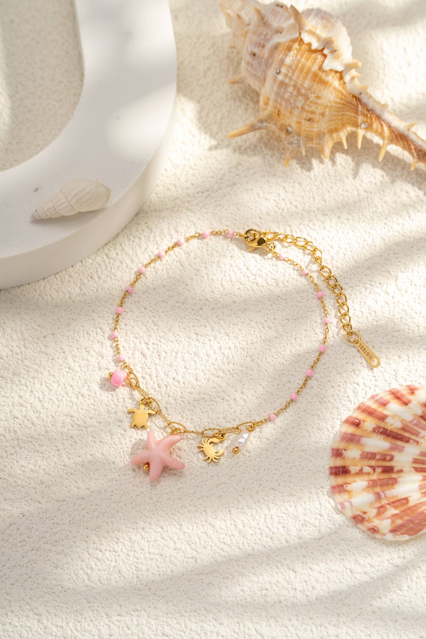 Lotto di 12 braccialetti assortiti con ciondoli colorati in acciaio inossidabile