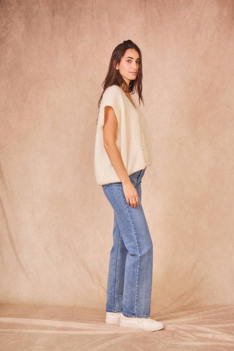 Cardigan Senza Maniche in Kid Mohair