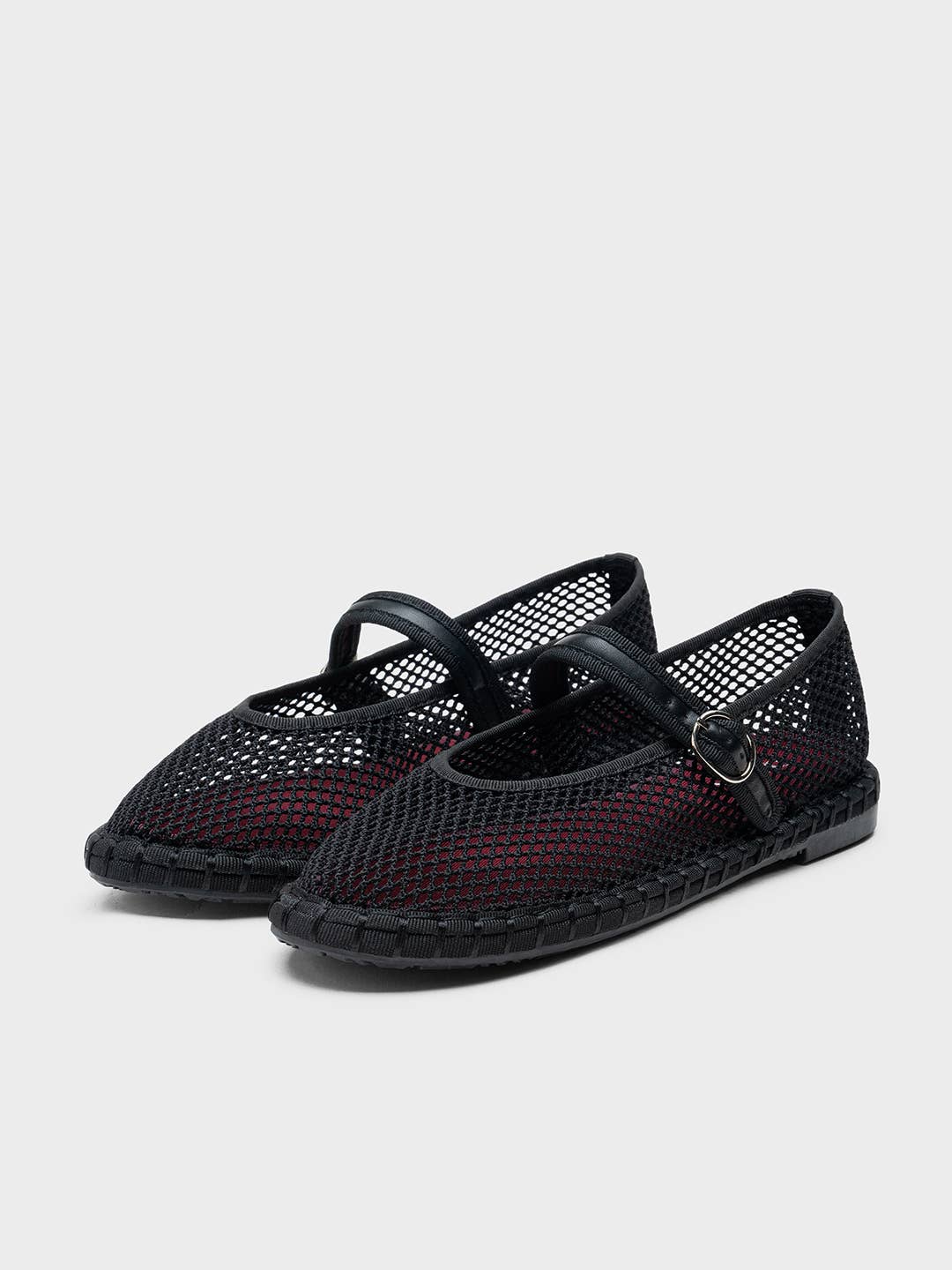 Ballerine Mary Jane da donna in mesh con cinturino a fibbia
