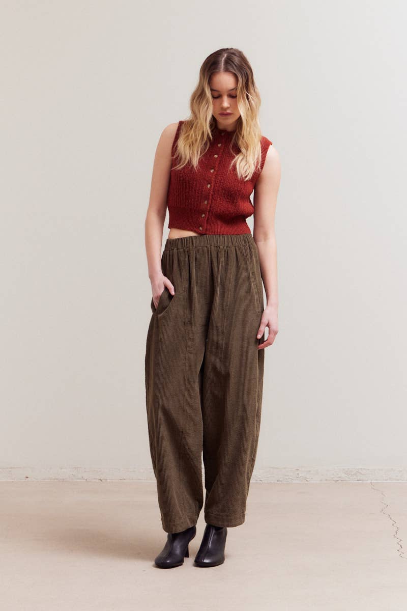 50677 - PANTALONI A COSTE CON FASCIA ELASTICA