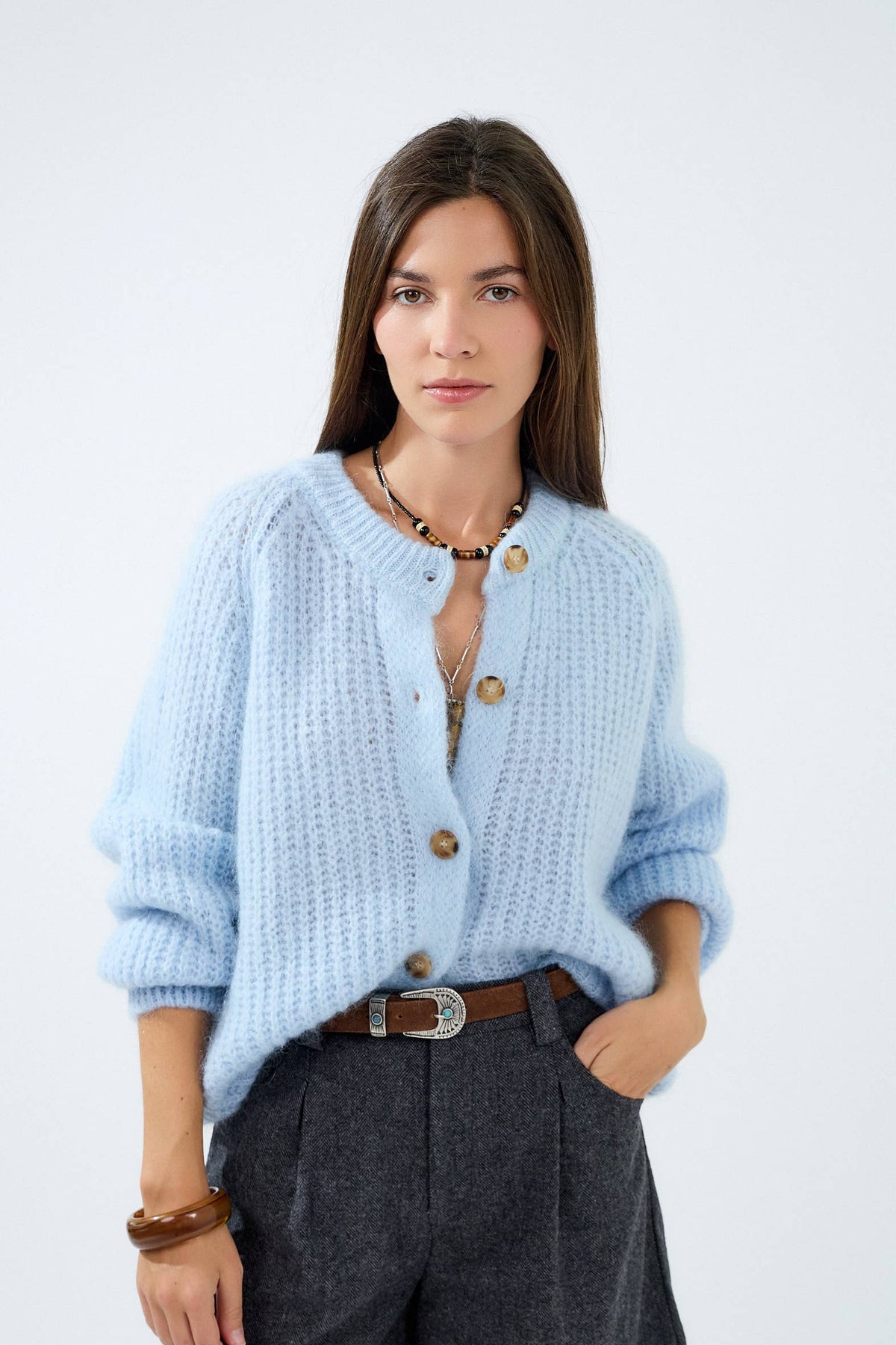 Cardigan in mohair testurizzato