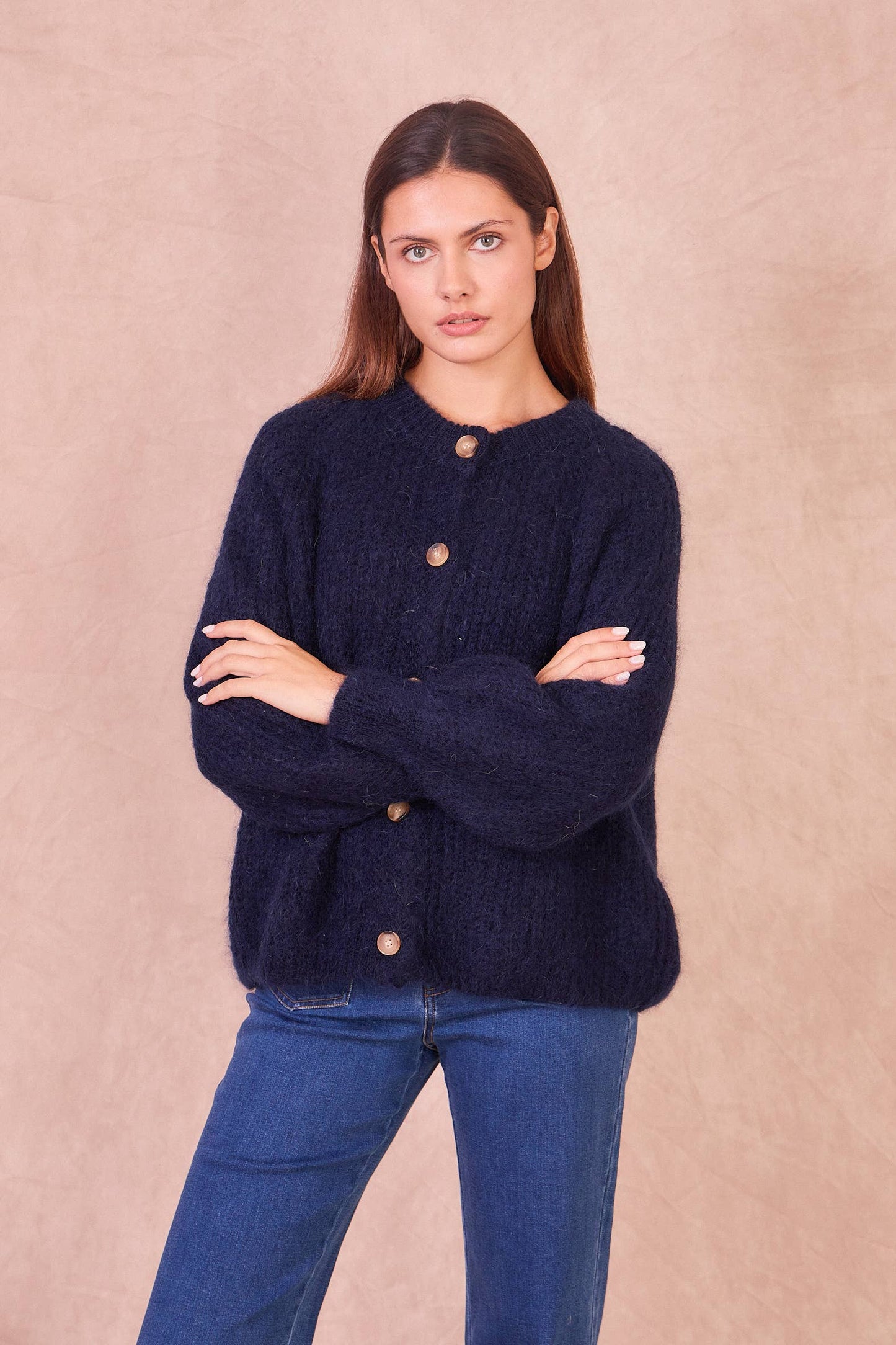 Cardigan in Misto Mohair con Bottoni